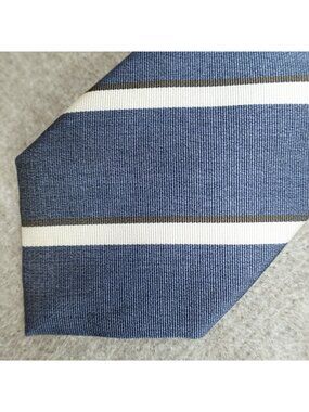 Corneliani Tie Blue Striped Repp 100% Silk Made in Italy